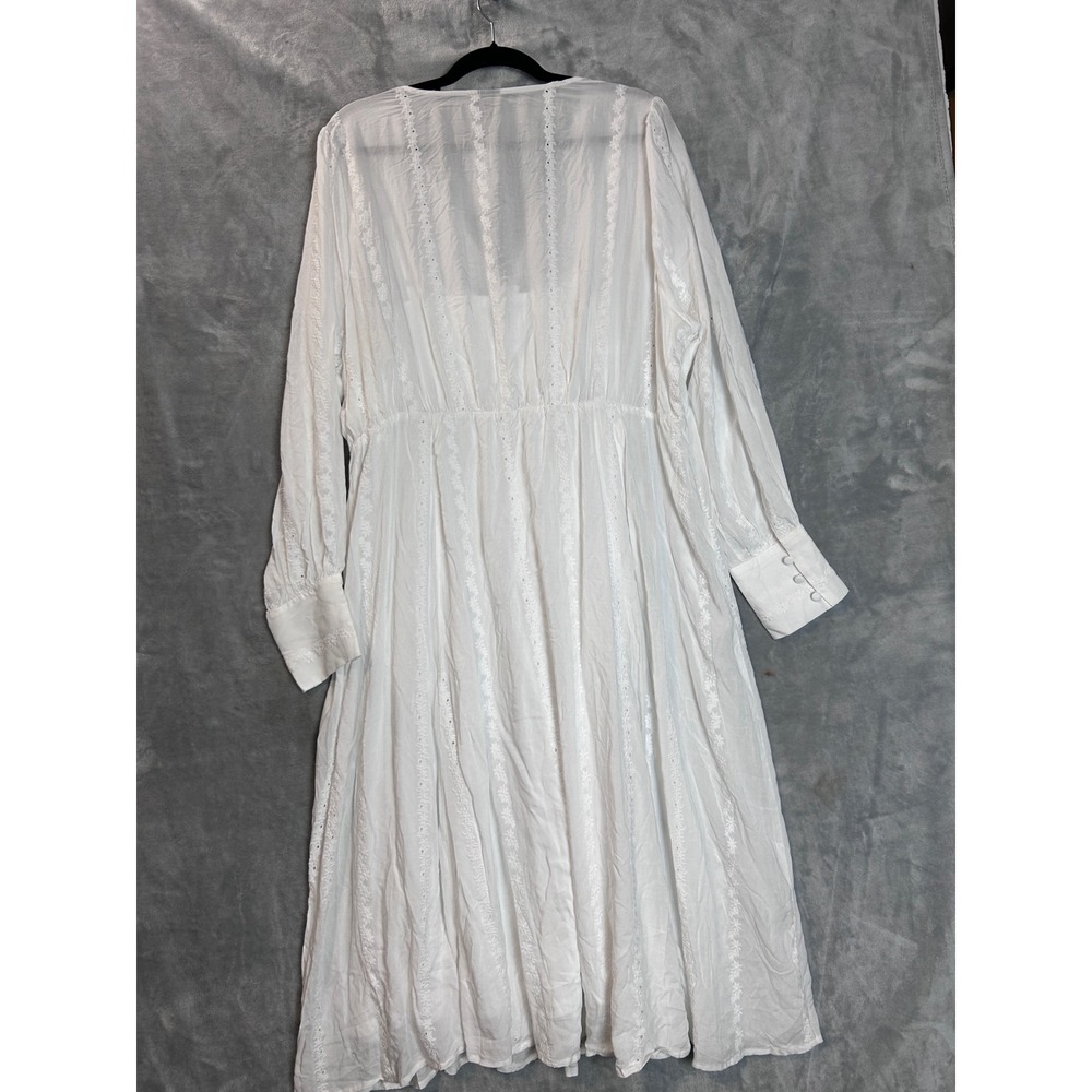 Torrid Boho Women Maxi Dress White Puff Sleeve Button Front  2X 18-20 NWT - Picture 3 of 10